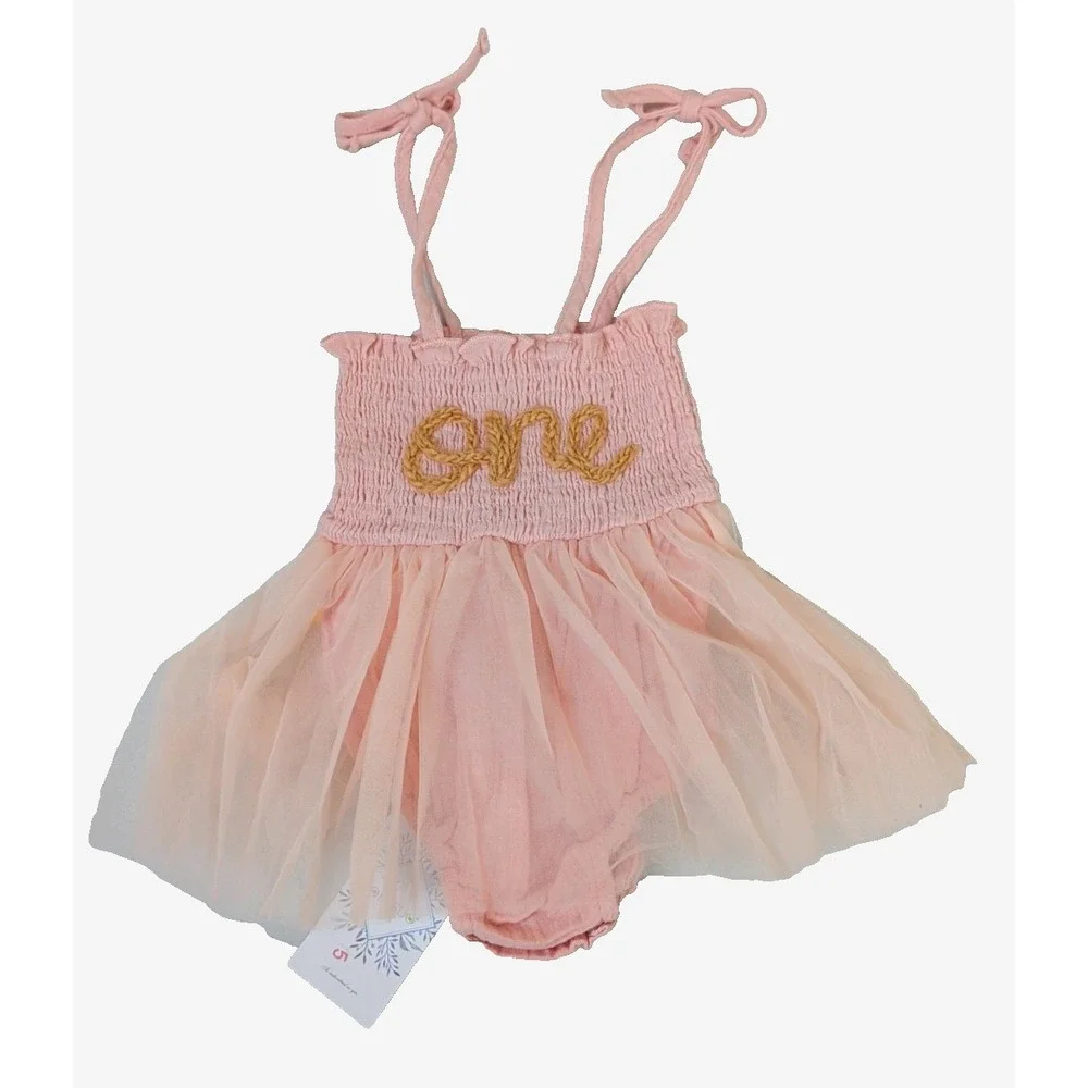 Baby Girl 1st Birthday‎ Outfit Romper Tulle Tutu One Year Old 6-12 Month Pink
